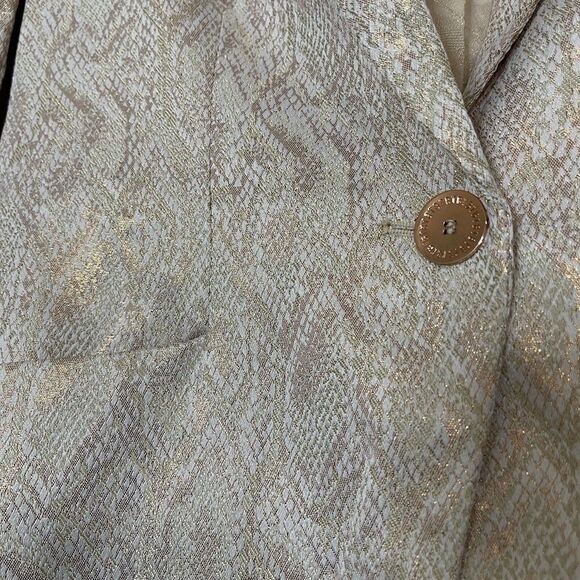 TED BAKER Champagne Pink Metallic Python Holiday Blazer Jacket size 3 Medium - Picture 2 of 6